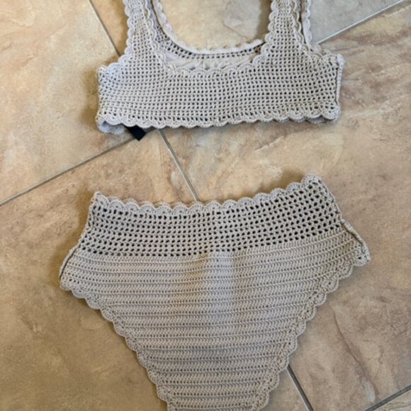 Beach Riot Andy Crochet Swim Top & Wyatt Crochet Bottom Set Beige - Picture 3 of 5